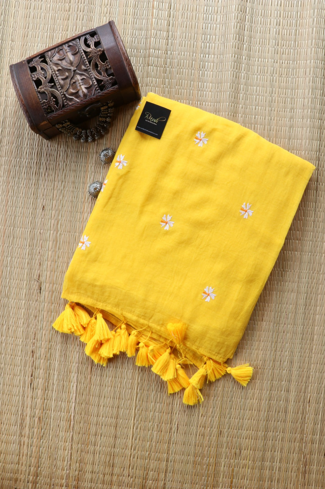 YELLOW MULMUL PARIJAT EMBROIDERY-TBS26MPE