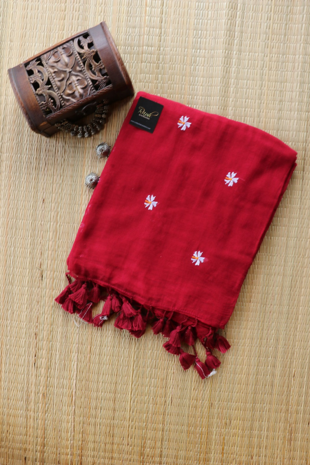 MAROON MULMUL PARIJAT EMBROIDERY-TBS26MPE