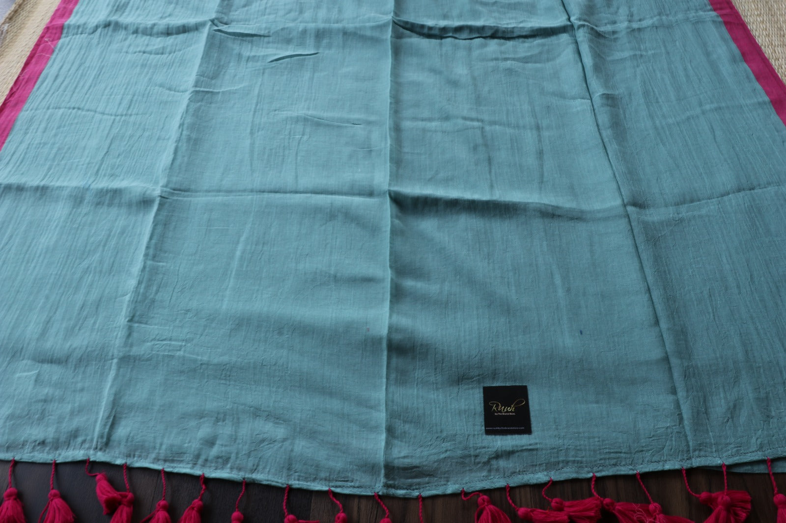 SAGE GREEN -PINK PLAIN MULMUL SAREE-TBS26MP