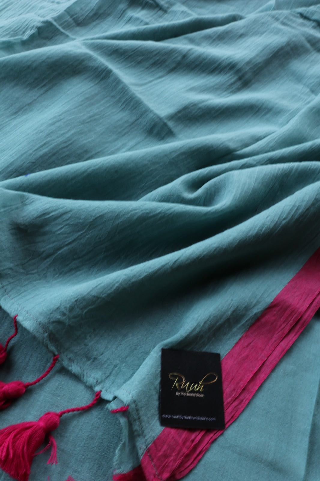 SAGE GREEN -PINK PLAIN MULMUL SAREE-TBS26MP