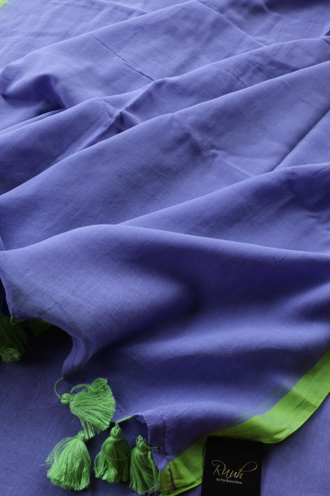 LAVENDER -GREEN PLAIN MULMUL SAREE-TBS26MP