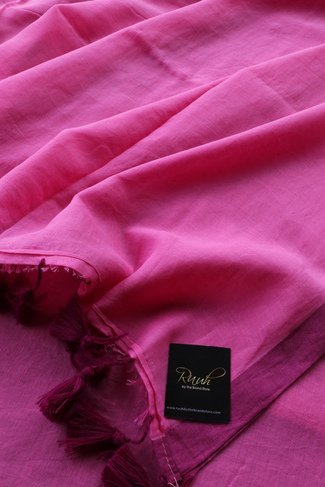 PINK- DARK PINK PLAIN MULMUL SAREE-TBS26MP