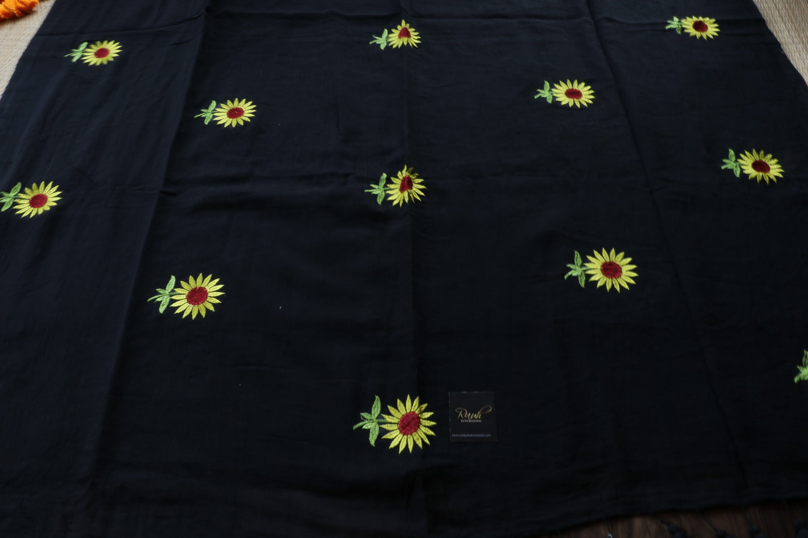 BLACK MULMUL SUNFLOWER EMBROIDERY-TBS26MSE