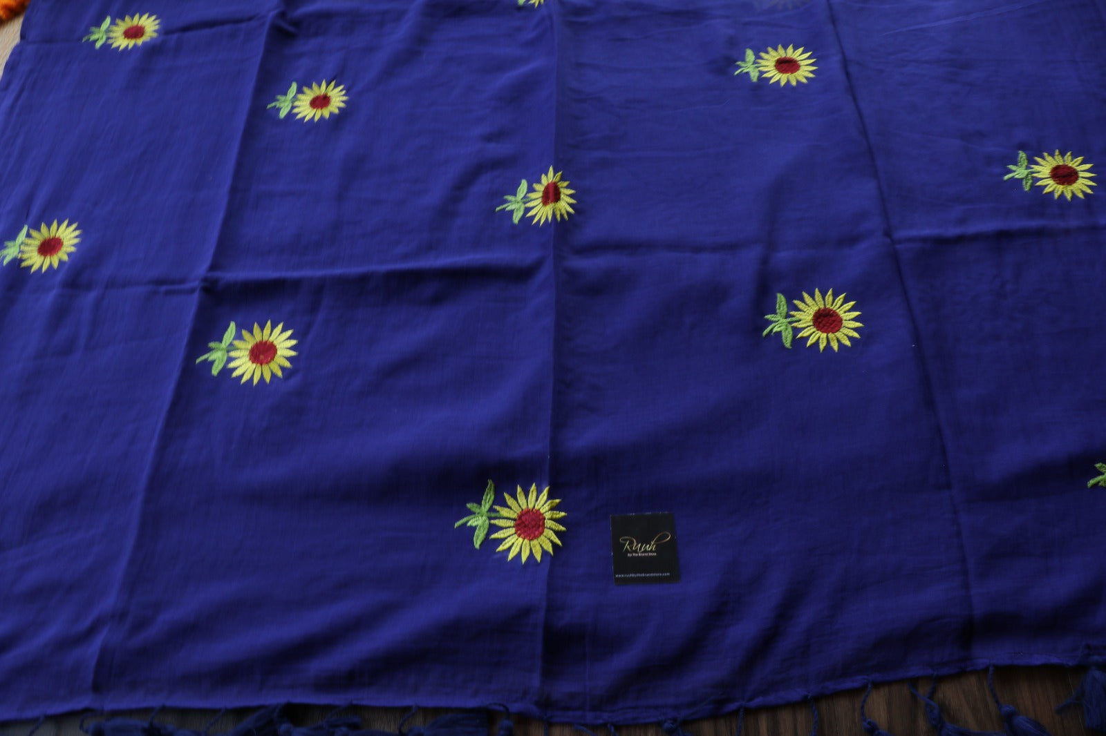 DARK BLUE MULMUL SUNFLOWER EMBROIDERY-TBS26MSE