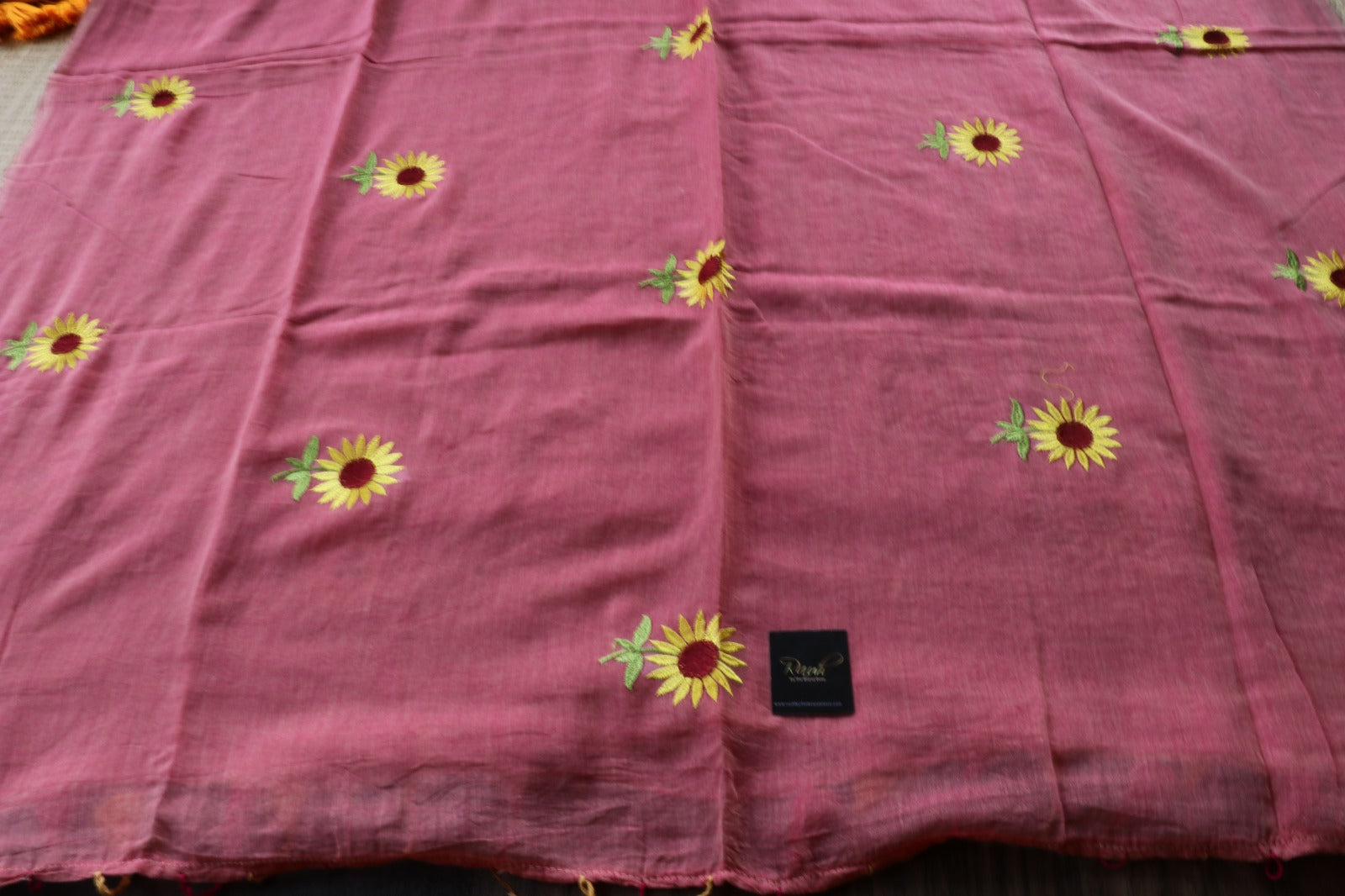 PINK MULMUL SUNFLOWER EMBROIDERY-TBS26MSE