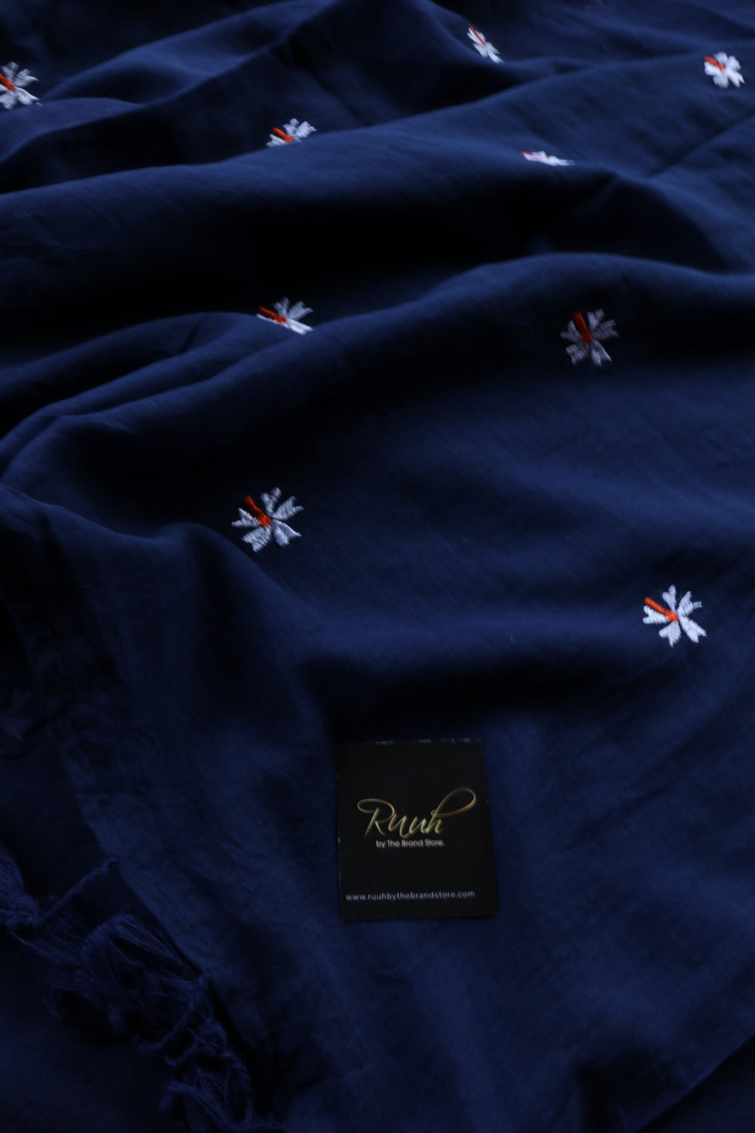 NAVY BLUE MULMUL PARIJAT EMBROIDERY-TBS26MPE