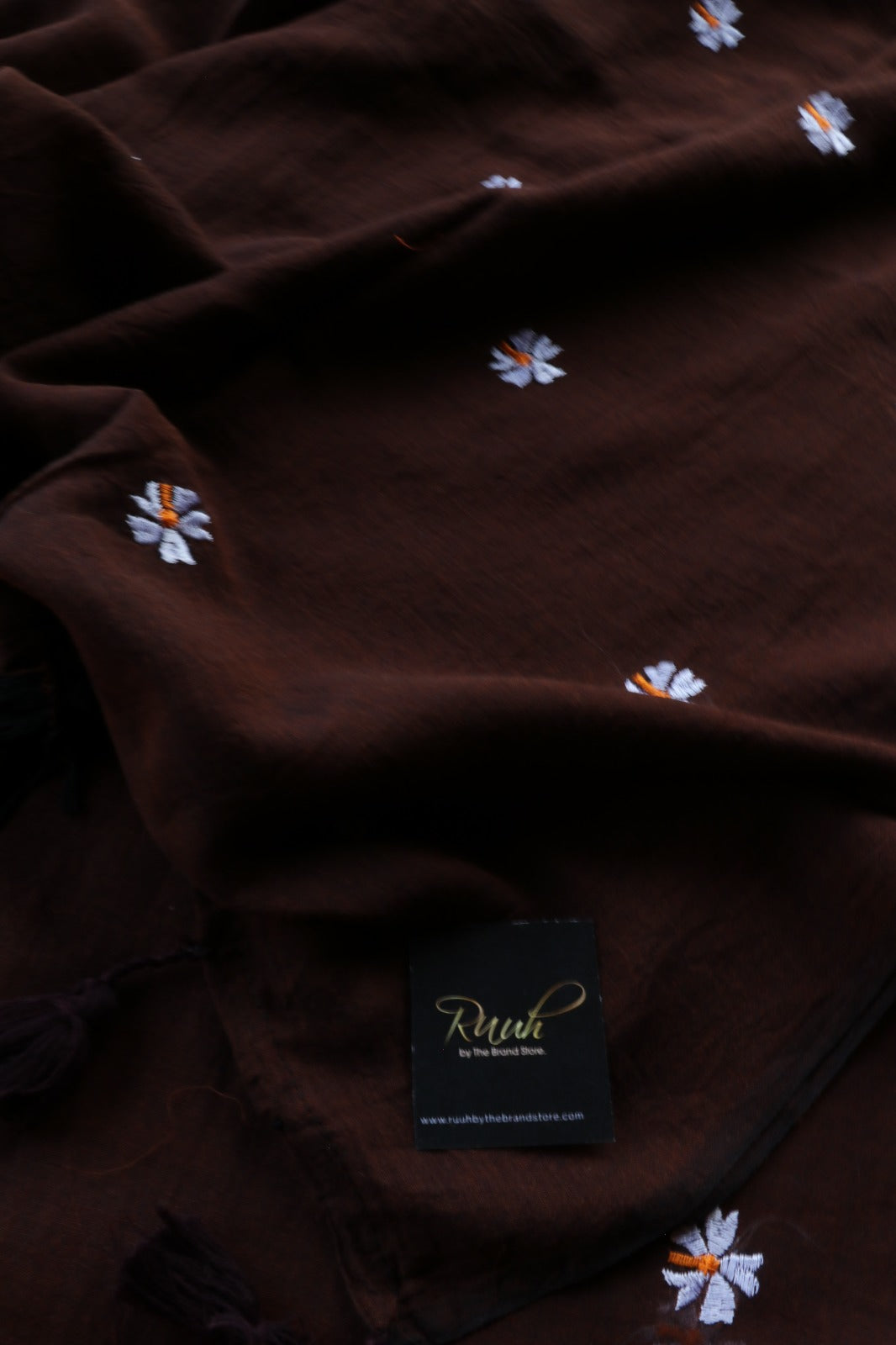 DARK COFFEE MULMUL PARIJAT EMBROIDERY-TBS26MPE