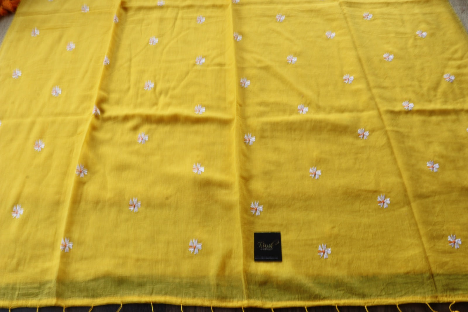 YELLOW MULMUL PARIJAT EMBROIDERY-TBS26MPE