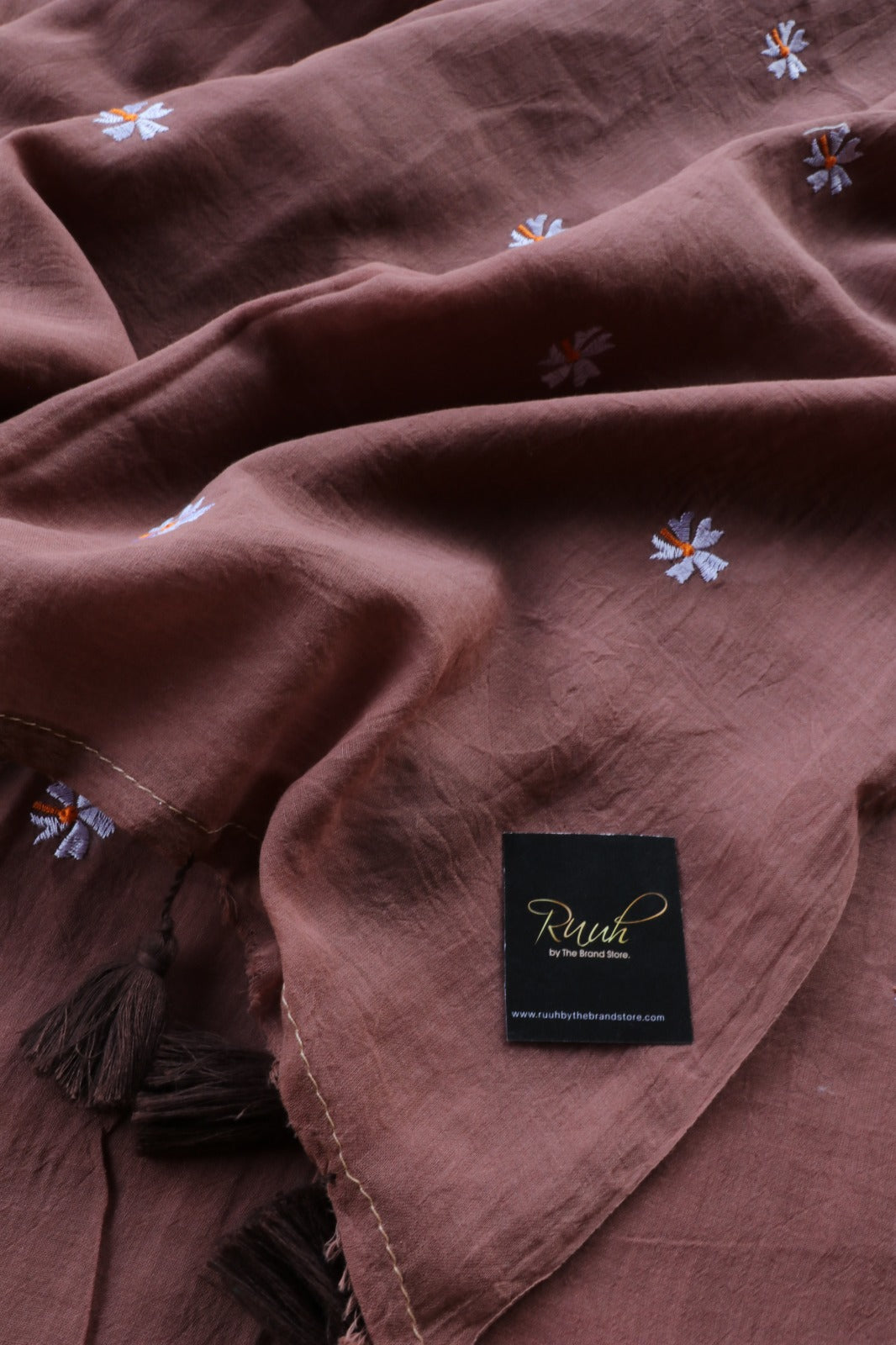 CINNAMON DUST MULMUL PARIJAT EMBROIDERY-TBS26MPE