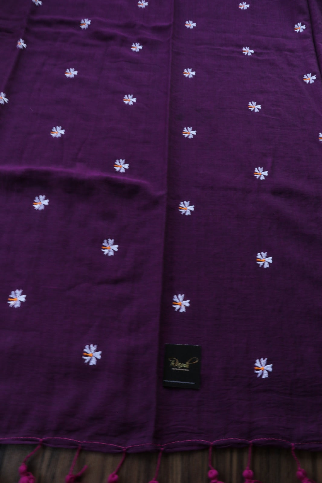 WINE MULMUL PARIJAT EMBROIDERY-TBS26MPE