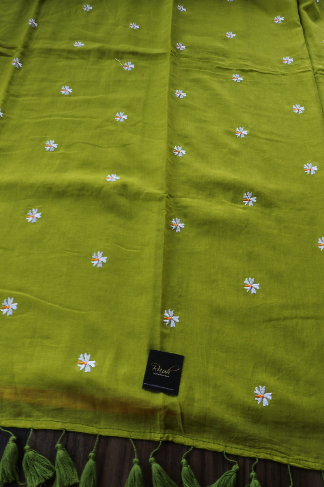 GREEN MULMUL PARIJAT EMBROIDERY-TBS26MPE