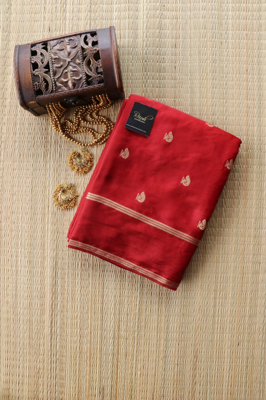 DEEP RED VISCOSE SILK SAREE-TBS26VSS