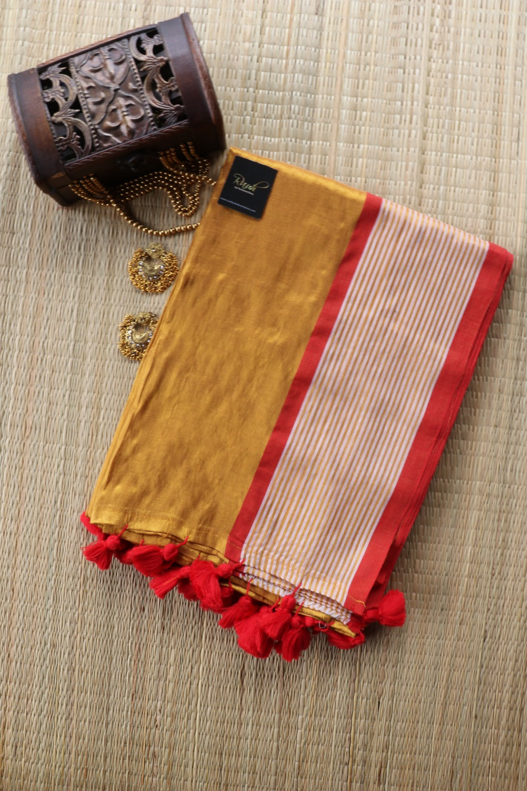 MUL TISSUE SAREE IN RICH GOLD - TBS26MTG