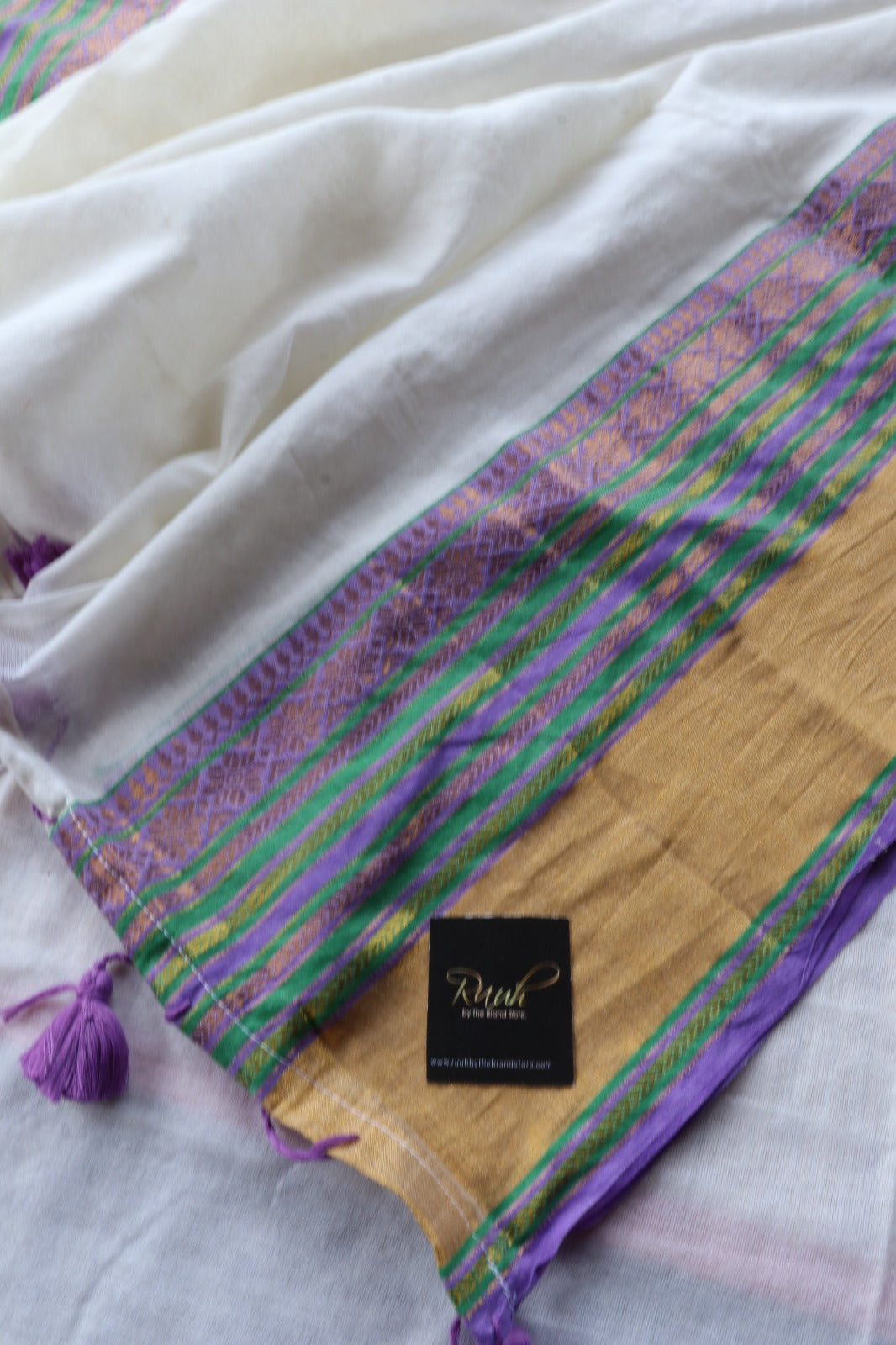 MULMUL SAREE WITH STRIPE & ZARI BORDER