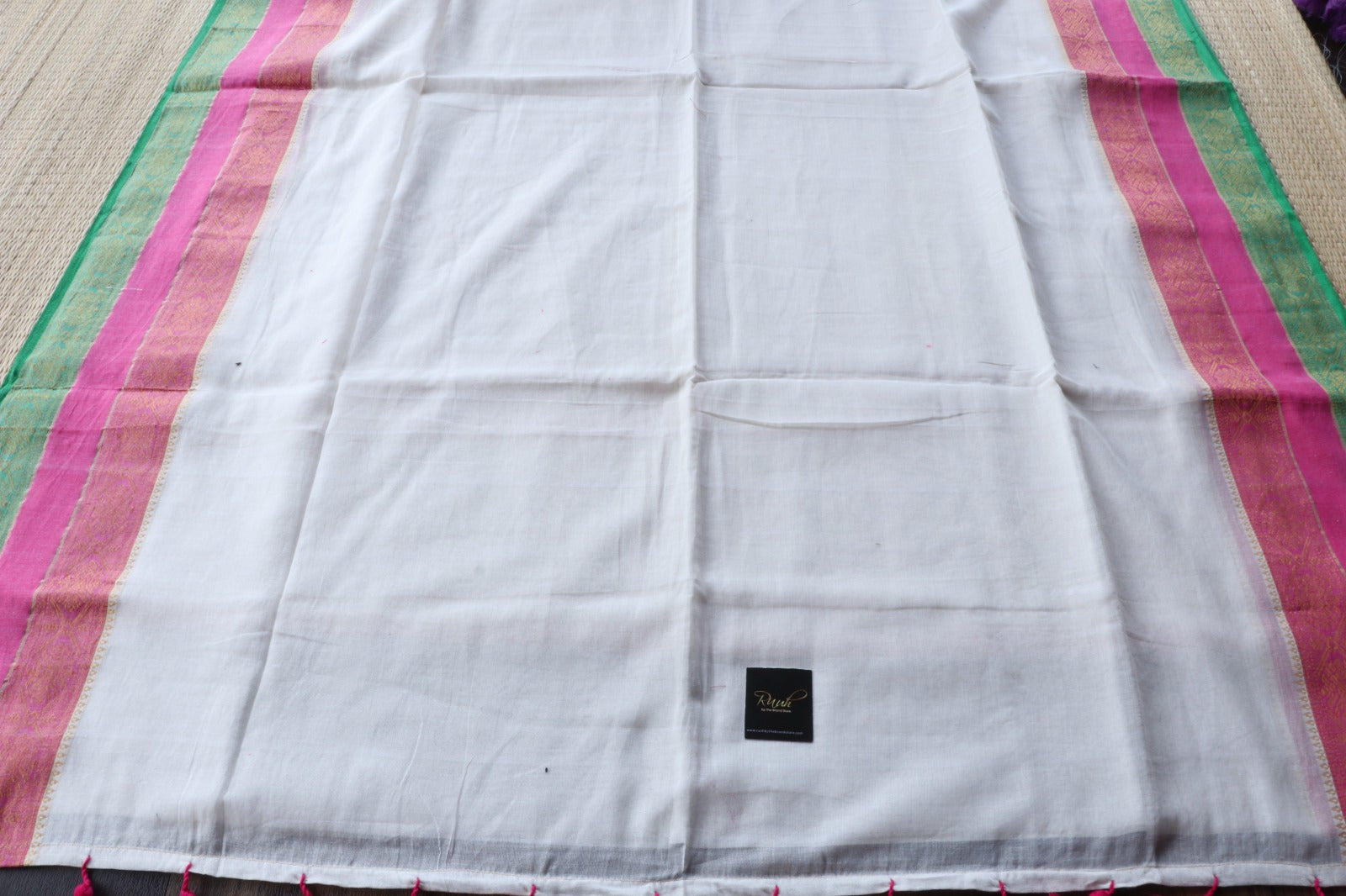 MULMUL SAREE WITH TRICOLOUR BORDER - TBS26MTC