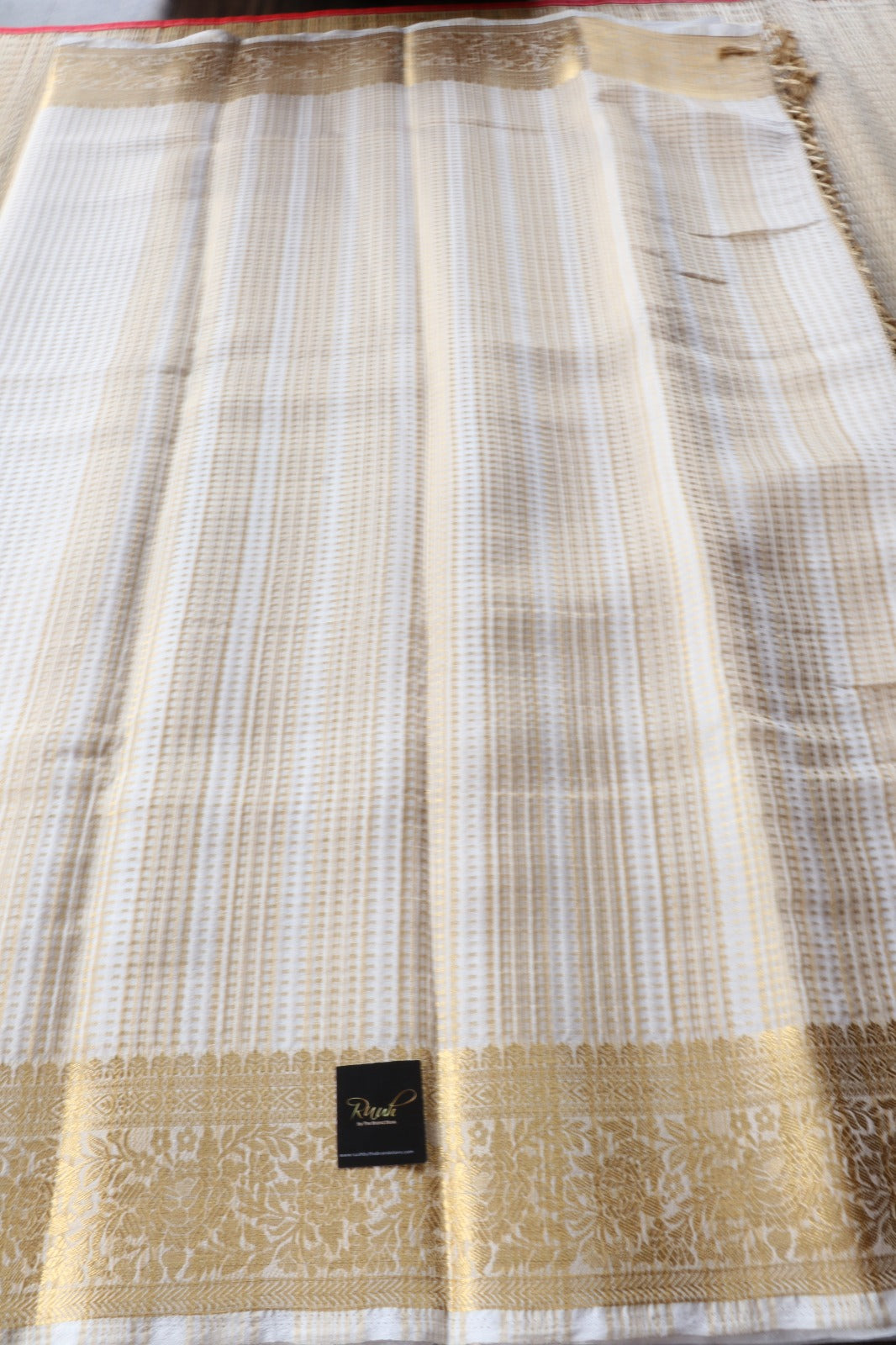 SEMI SILK SAREE WITH GOLDEN WEAVE
