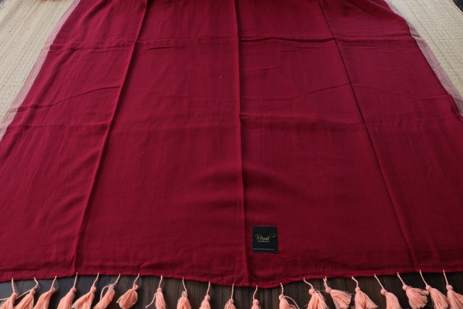 MAROON PLAIN MULMUL SAREE - TBS26MP