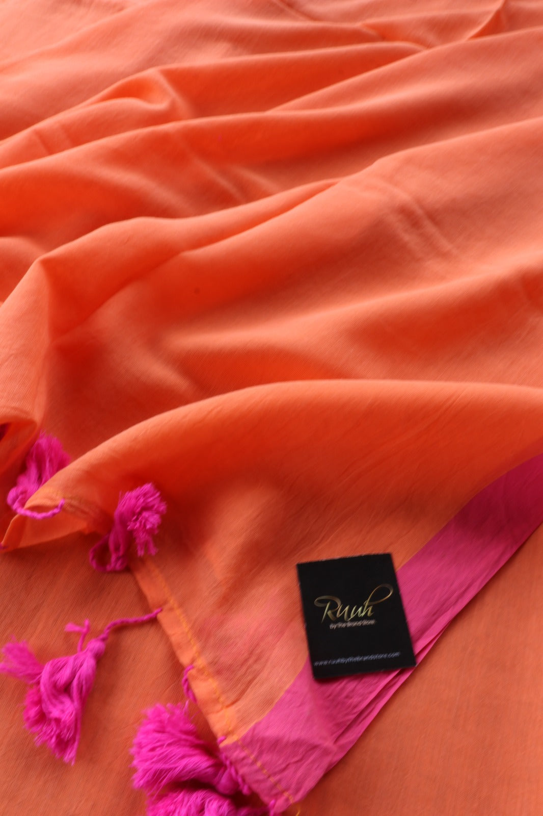 PEACH -PINK PLAIN MULMUL SAREE - TBS26MP