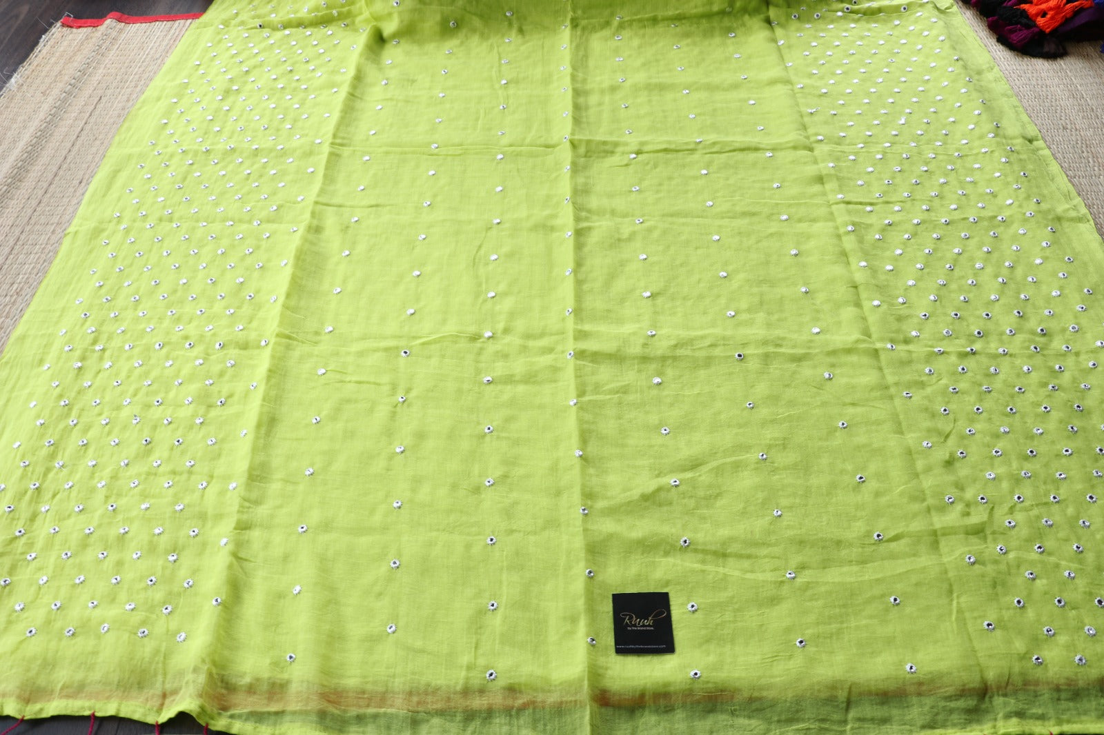 NEON MULMUL MIRROR WORK SAREE-TBS26MMW