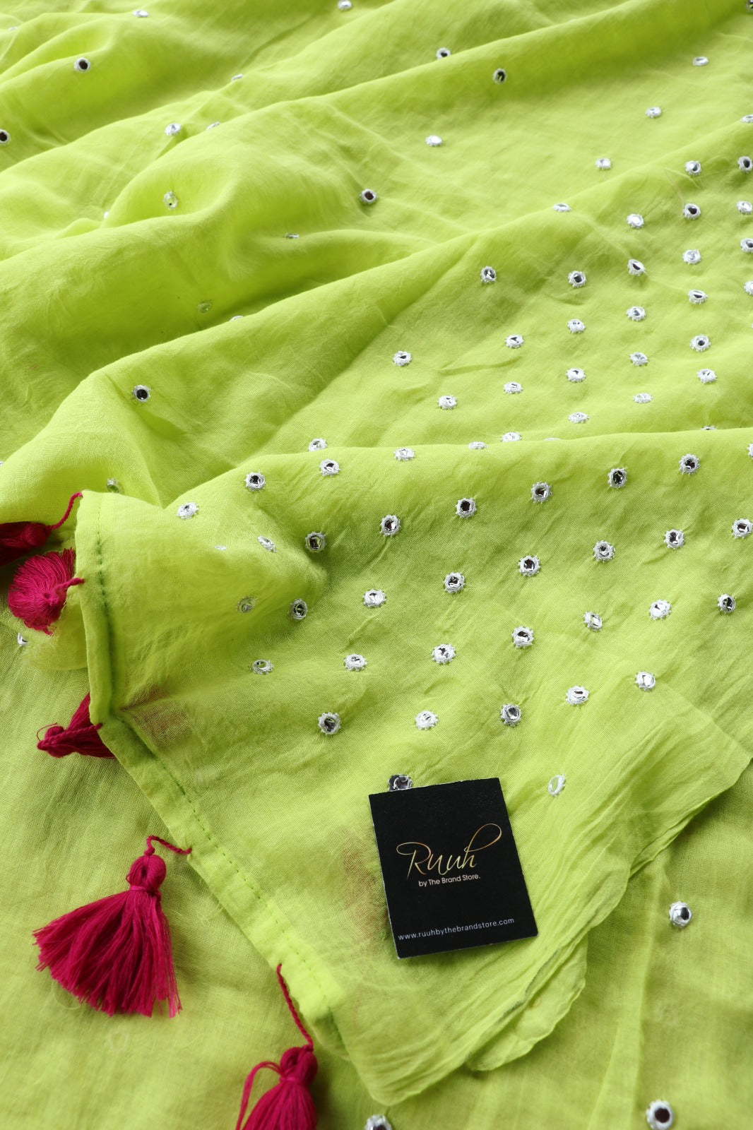 NEON MULMUL MIRROR WORK SAREE-TBS26MMW