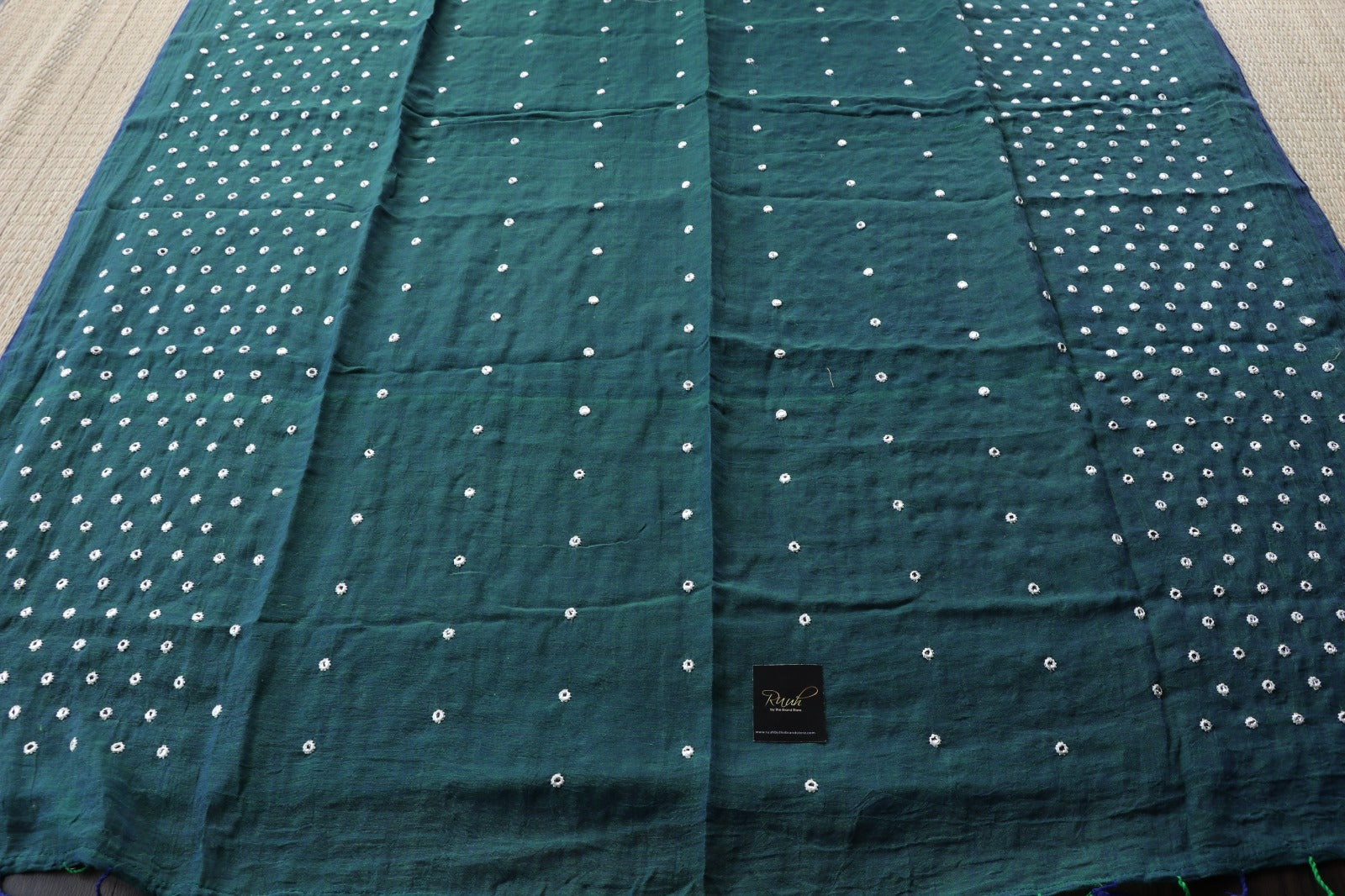 PEACOCK MULMUL MIRROR WORK SAREE-TBS26MMW