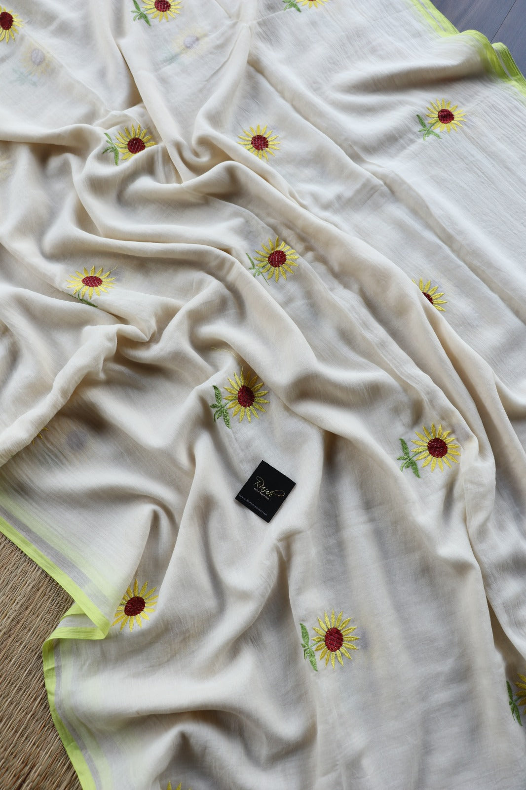 SUNFLOWER EMBROIDERY MUL MUL COTTON SAREE