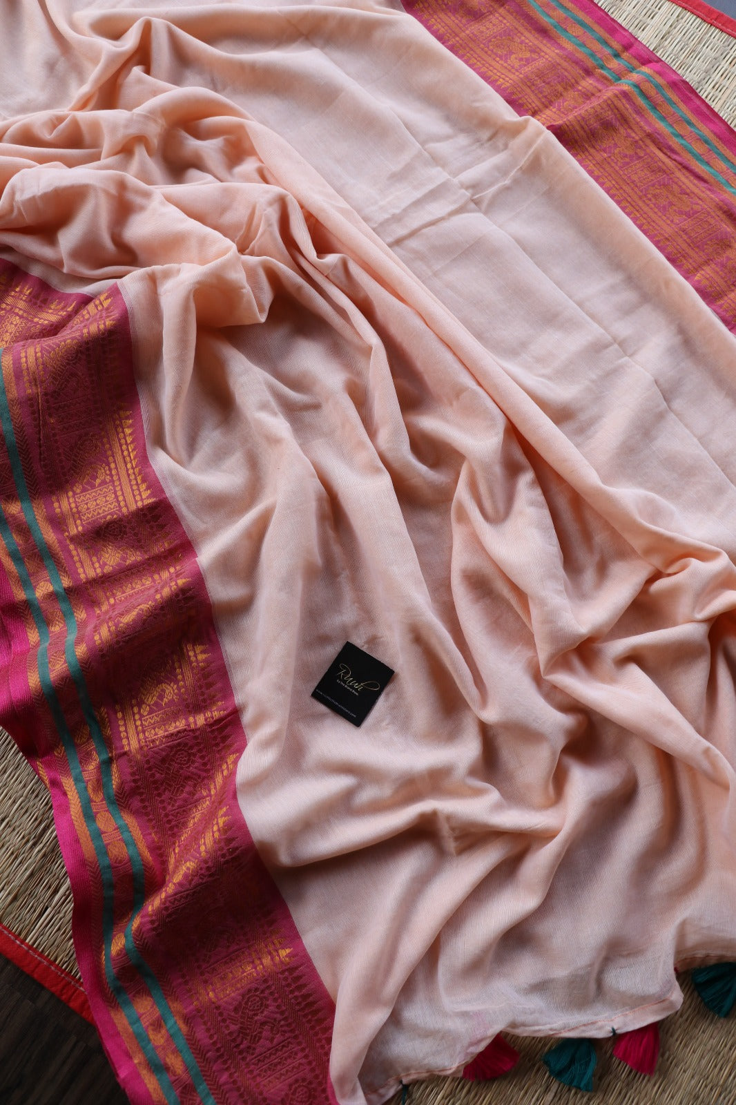 SANDAL SAREE WITH JAQUARD BORDER
