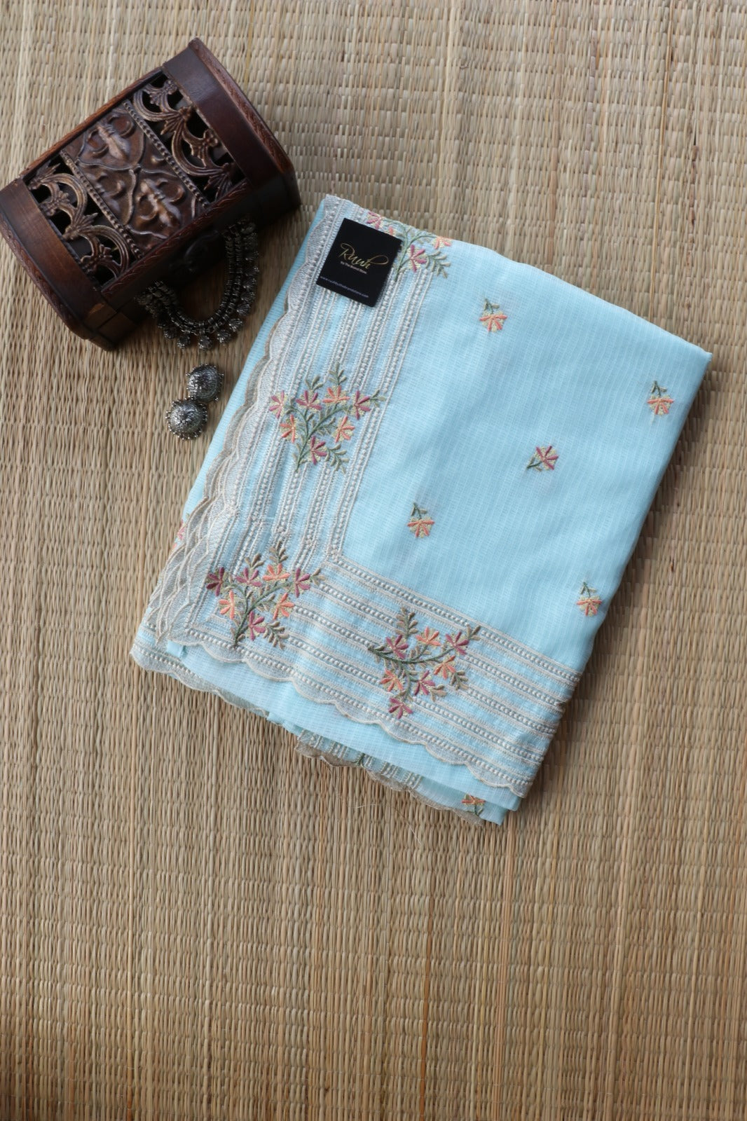 LIGHT BLUE NET KOTA SAREE