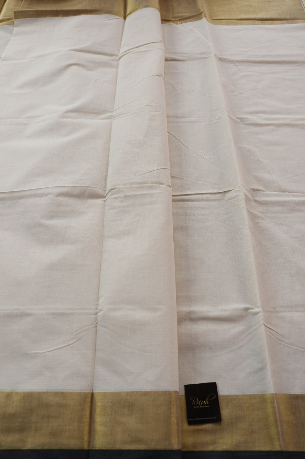 KERALA COTTON SAREE WITH GREEN EDGE