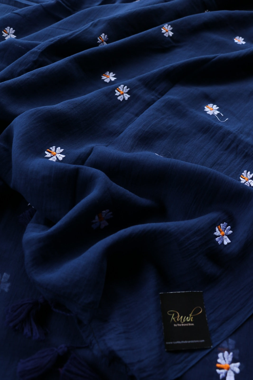 DARK BLUE MULMUL PARIJAT EMBROIDERY-TBS26MPE