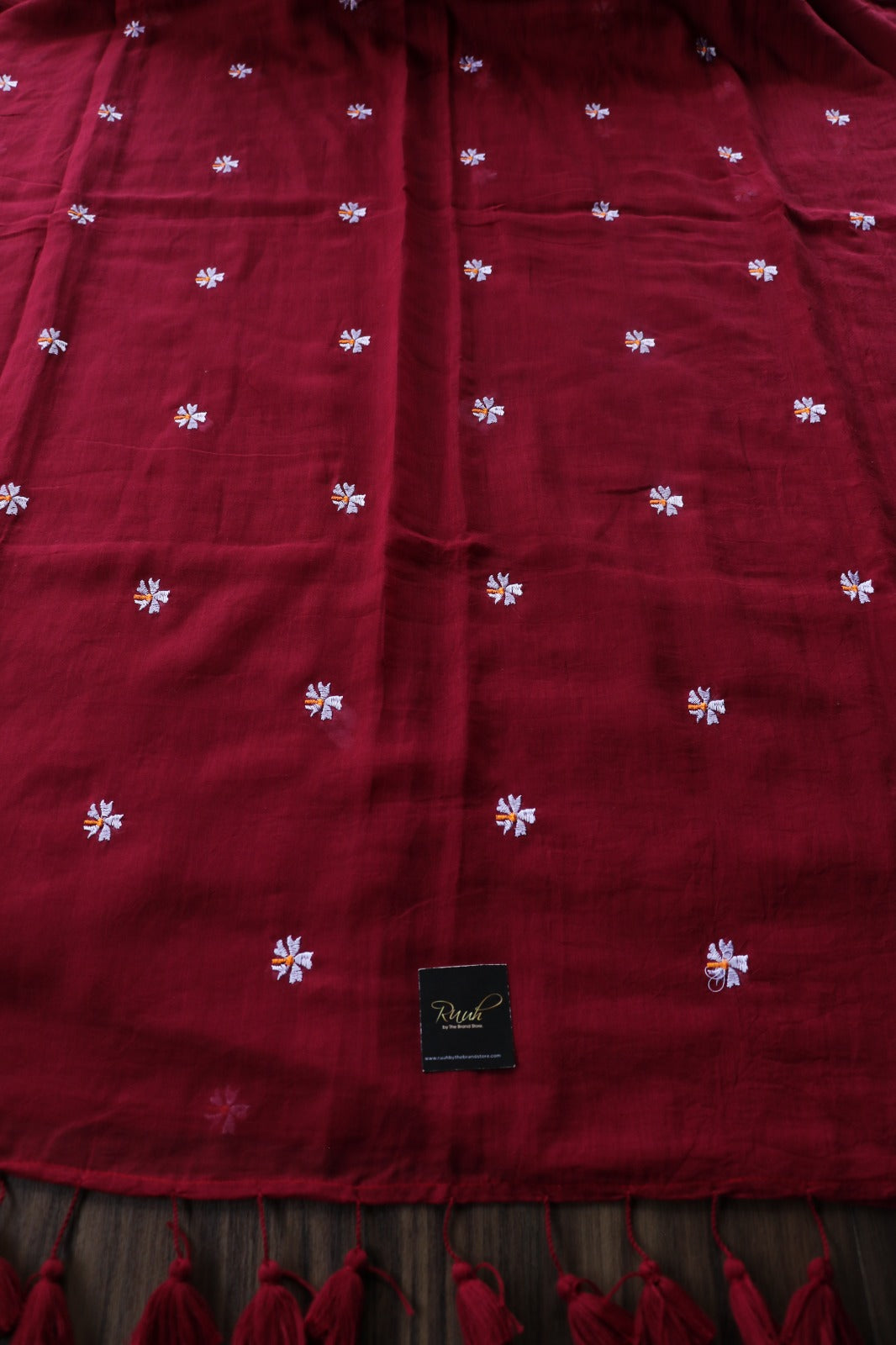 MAROON MULMUL PARIJAT EMBROIDERY-TBS26MPE