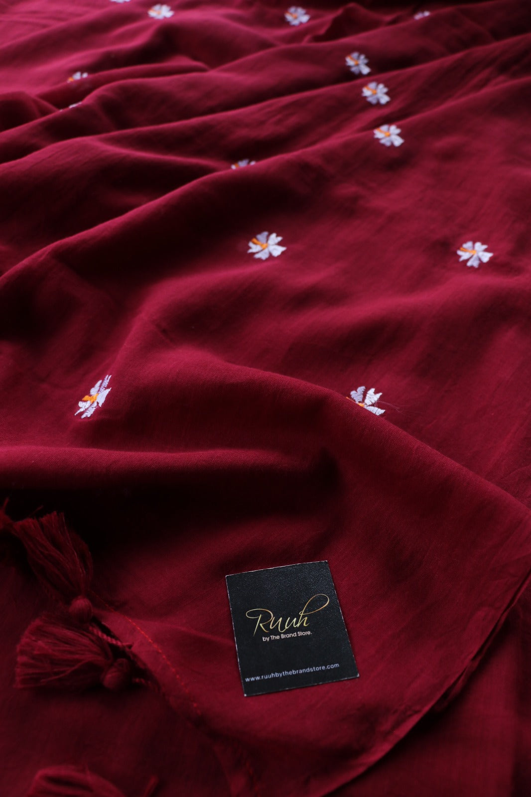 MAROON MULMUL PARIJAT EMBROIDERY-TBS26MPE