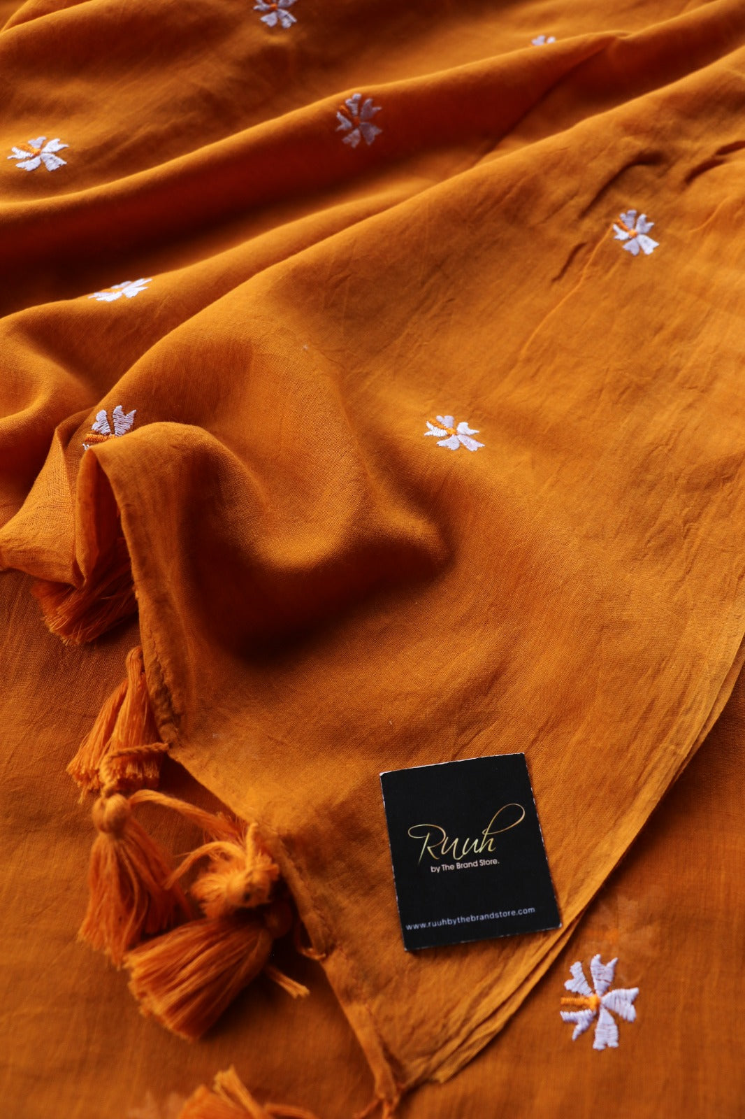 MUSTARD YELLOW MULMUL PARIJAT EMBROIDERY-TBS26MPE