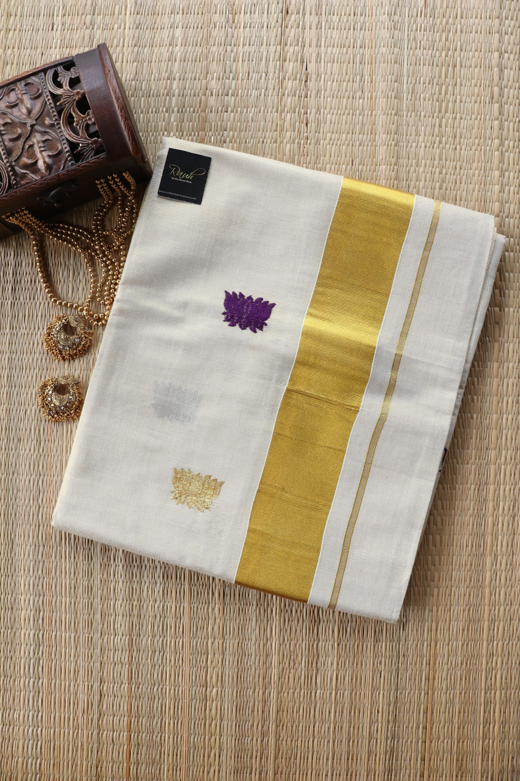 LOTUS EMBROIDERY - PURPLE & GOLD