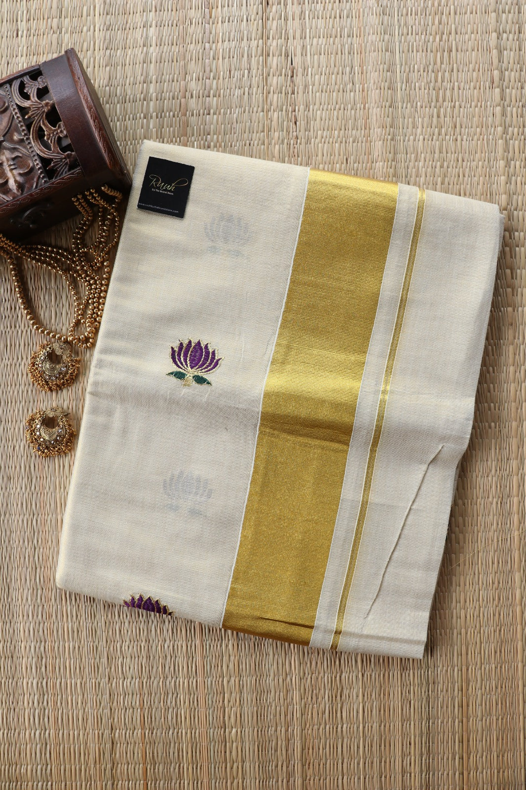 LOTUS EMBROIDERY- PURPLE & GOLD