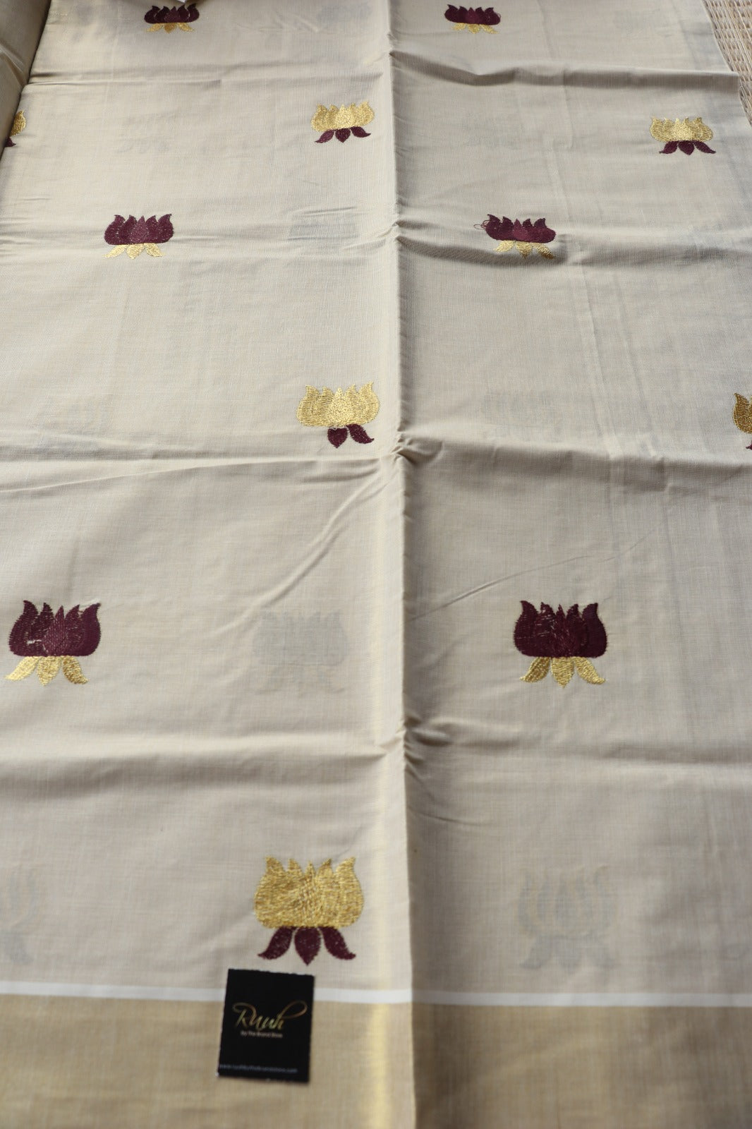 LOTUS EMBROIDERY - MAROON & GOLD
