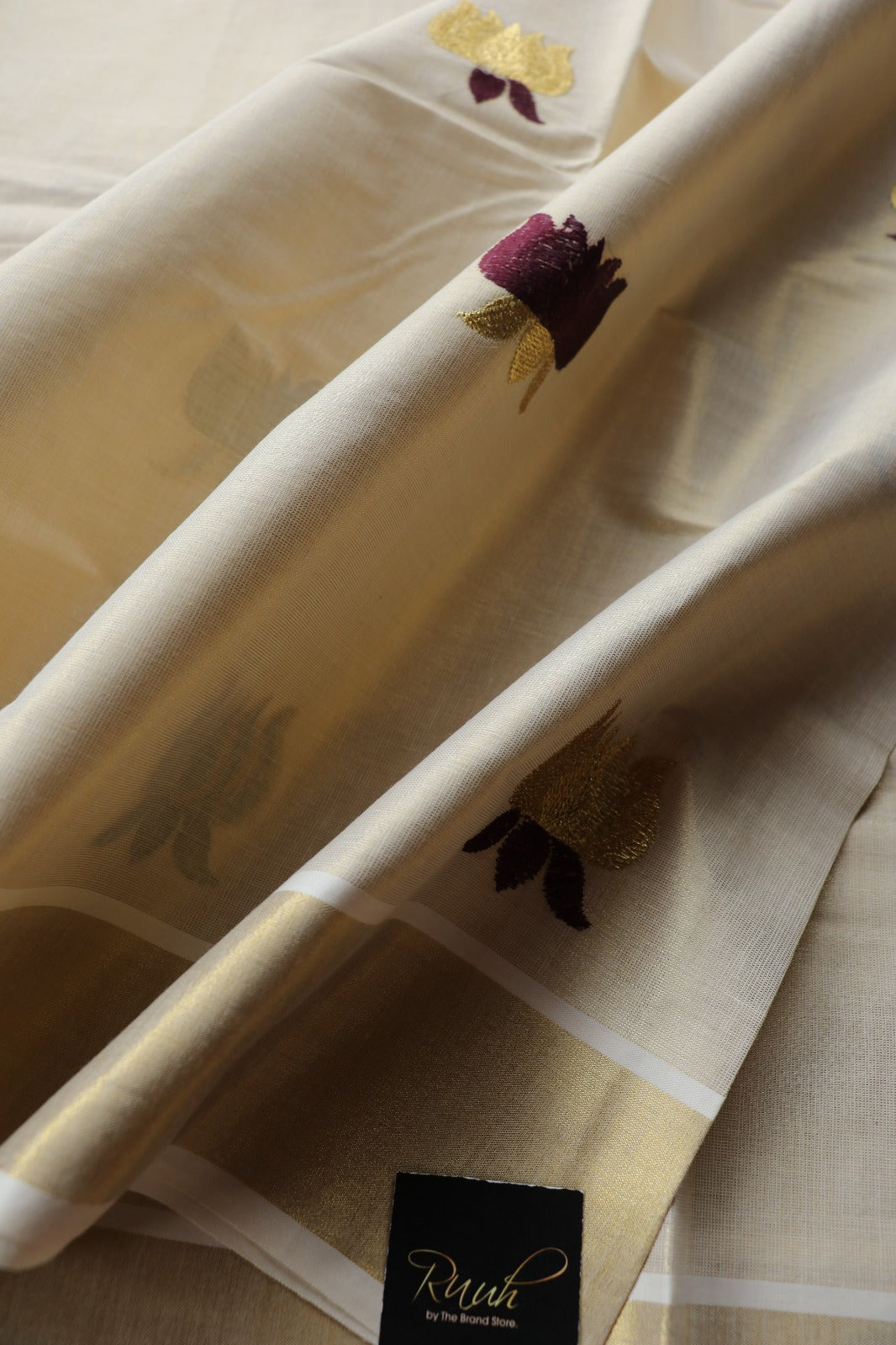 LOTUS EMBROIDERY - MAROON & GOLD
