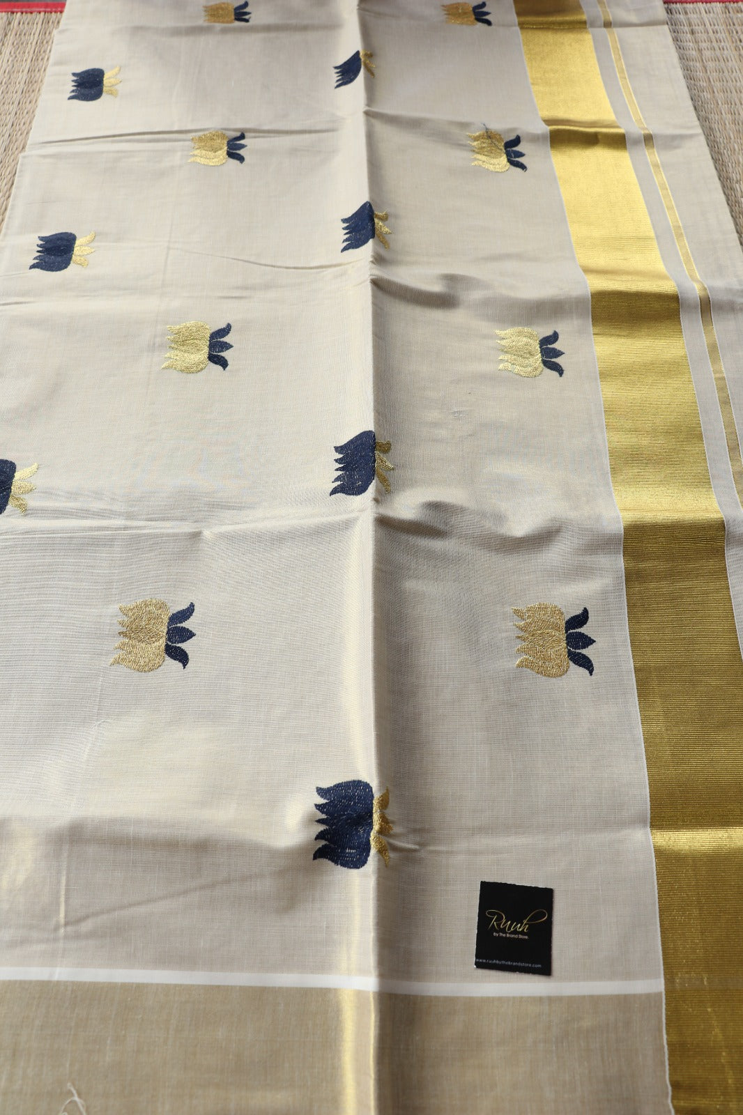 LOTUS EMBROIDERY - BLUE & GOLD