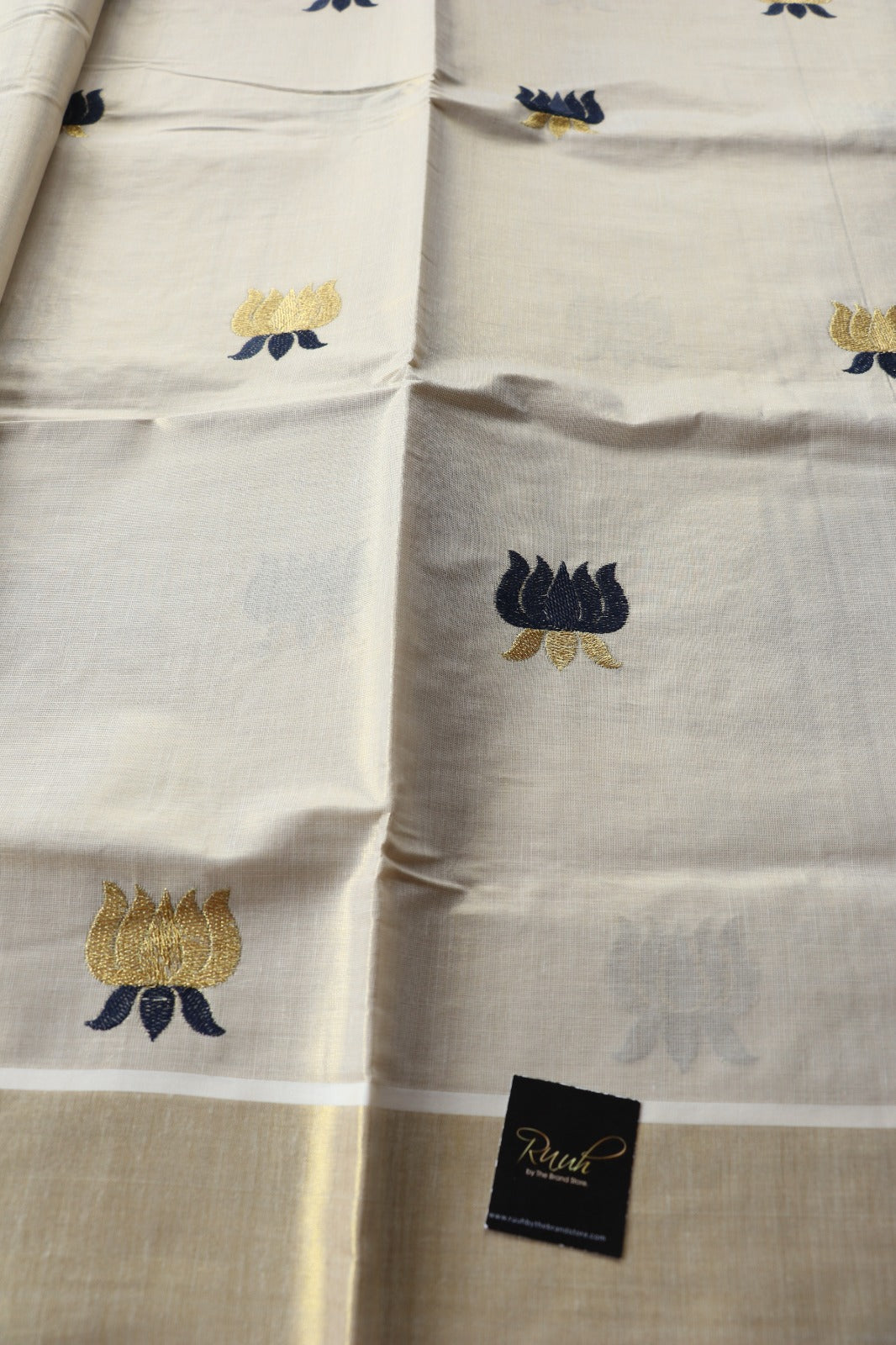 LOTUS EMBROIDERY - BLUE & GOLD