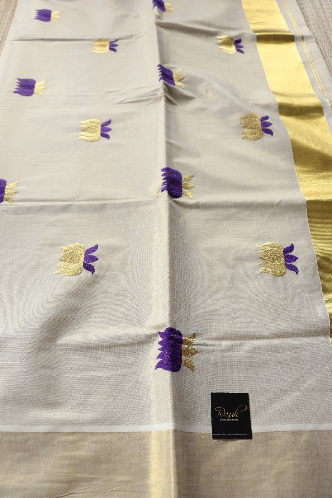 LOTUS EMBROIDERY - PURPLE & GOLD
