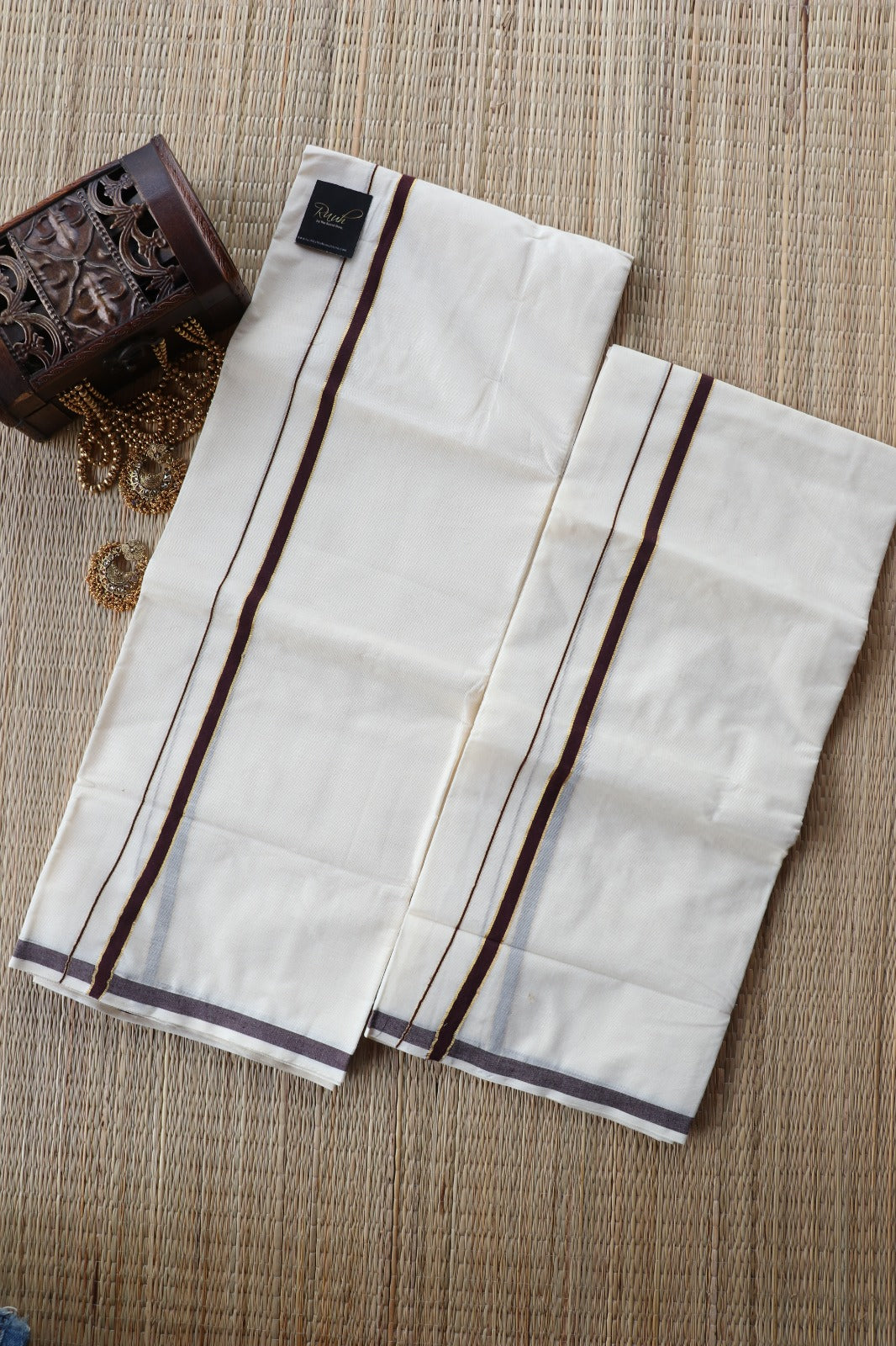 SET MUND- PULIYILAKKARA - COFFEE BROWN & GOLD