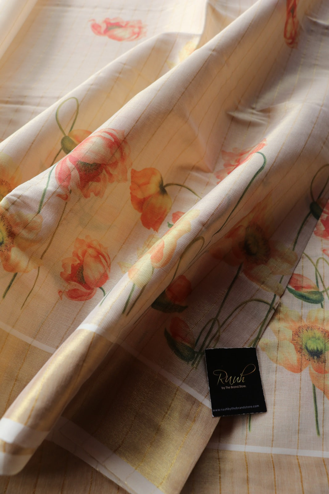 KERALA STRIPE TISSUE WITH FLORAL PRINT