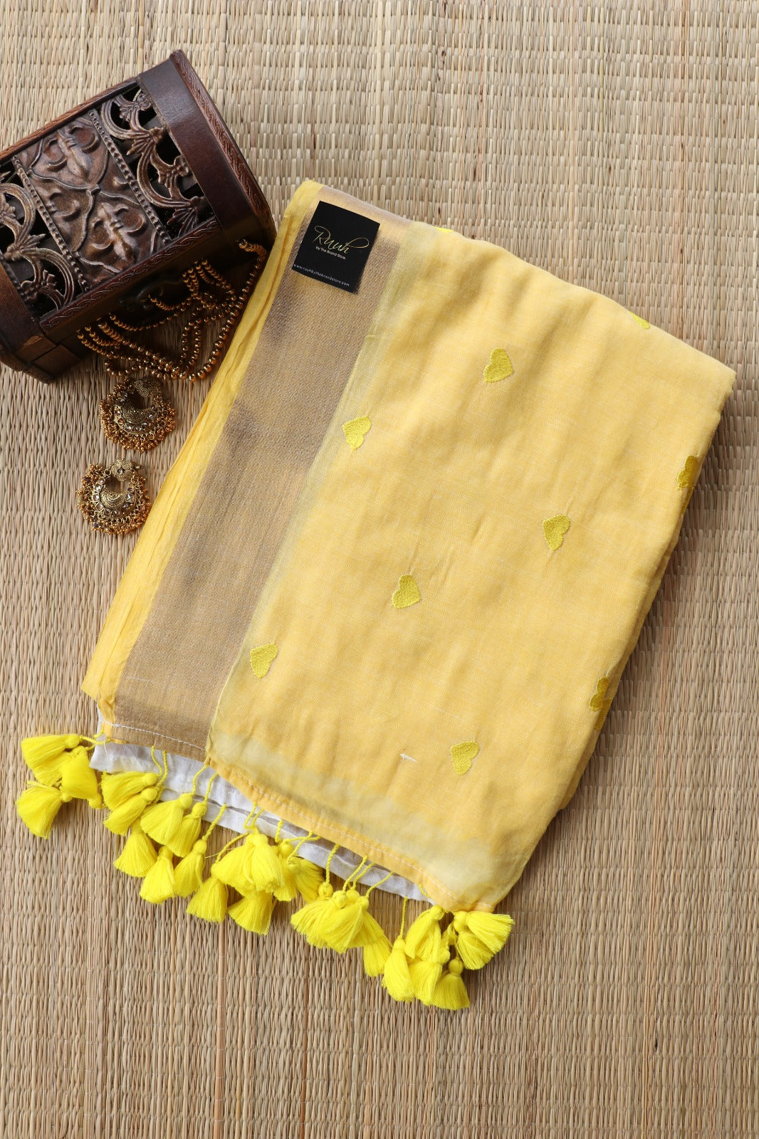 MULMUL HEART YELLOW WHITE - TBS26HYW