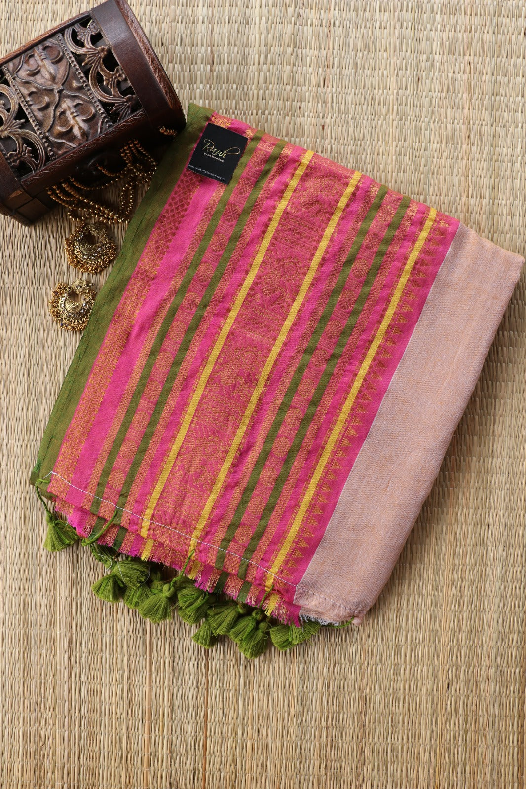 MULMUL COTTON SAREE WITH KANCHI BORDER