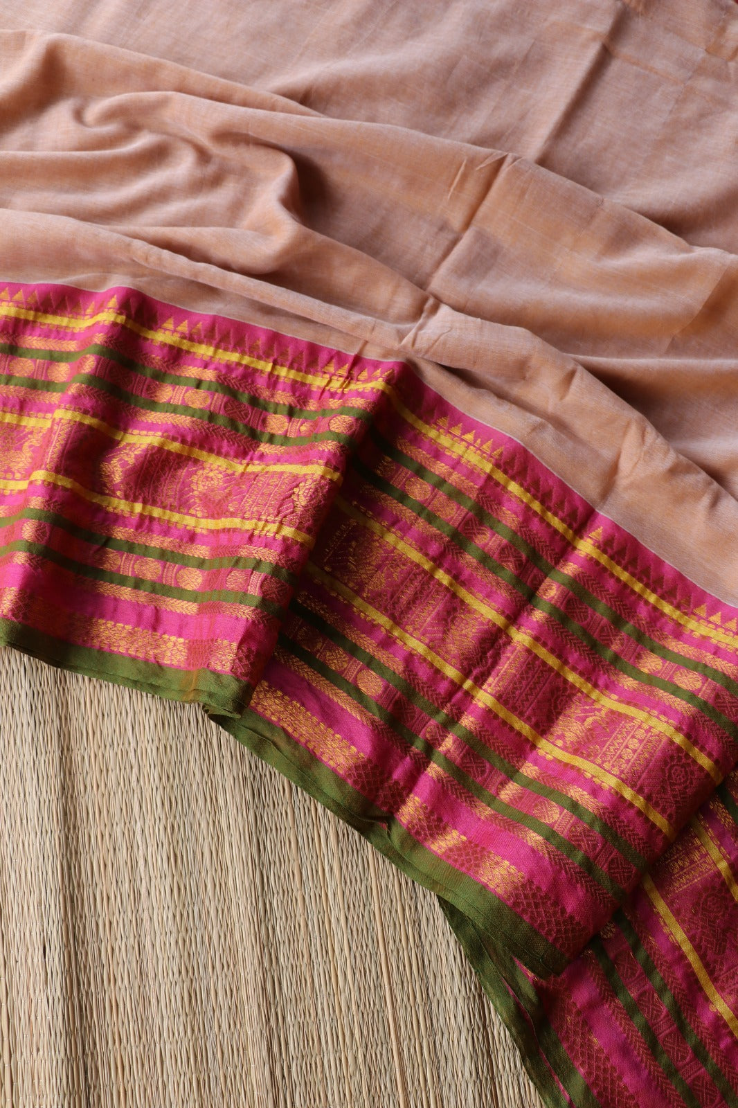 MULMUL COTTON SAREE WITH KANCHI BORDER