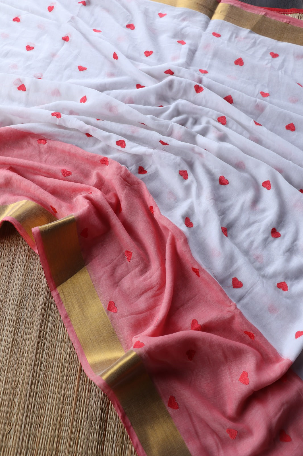 MULMUL HEART YELLOW WHITE - TBS26HED