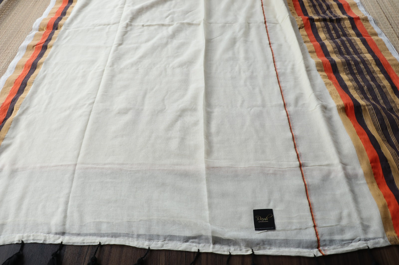 MULMUL SAREE WITH BLACK GOLD BORDER- TBS26BG