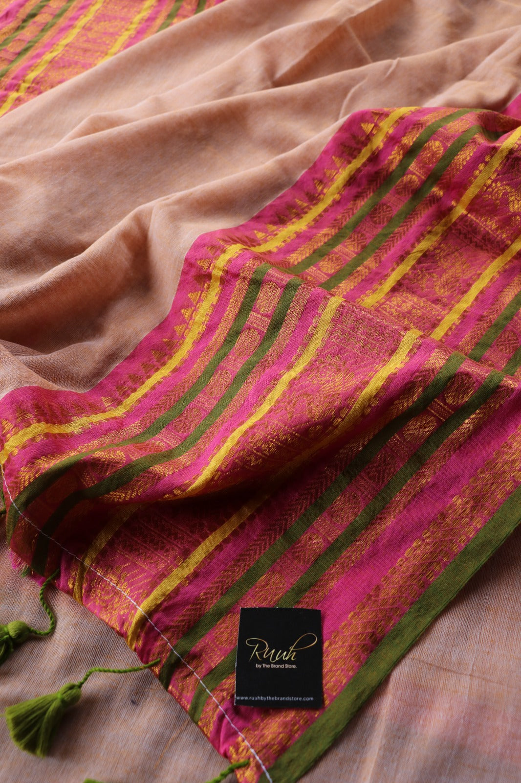 MULMUL COTTON SAREE WITH KANCHI BORDER