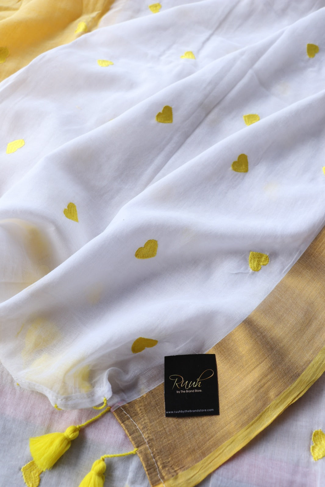 MULMUL HEART YELLOW WHITE - TBS26HYW