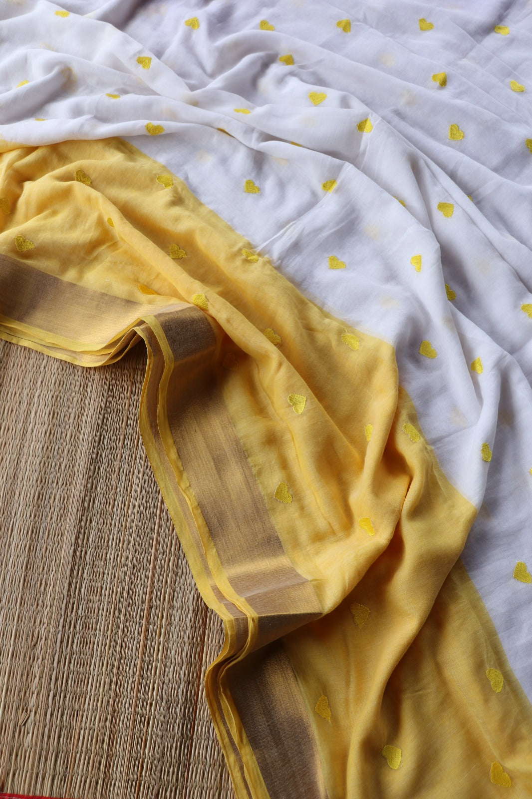MULMUL HEART YELLOW WHITE - TBS26HYW